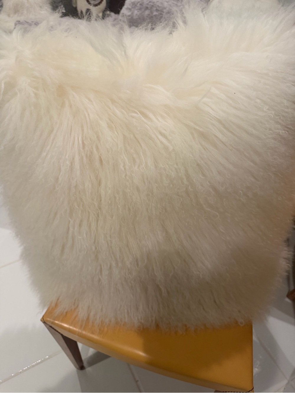 Crate&Barrel White Mongolian Fur 20” Accent Pillow